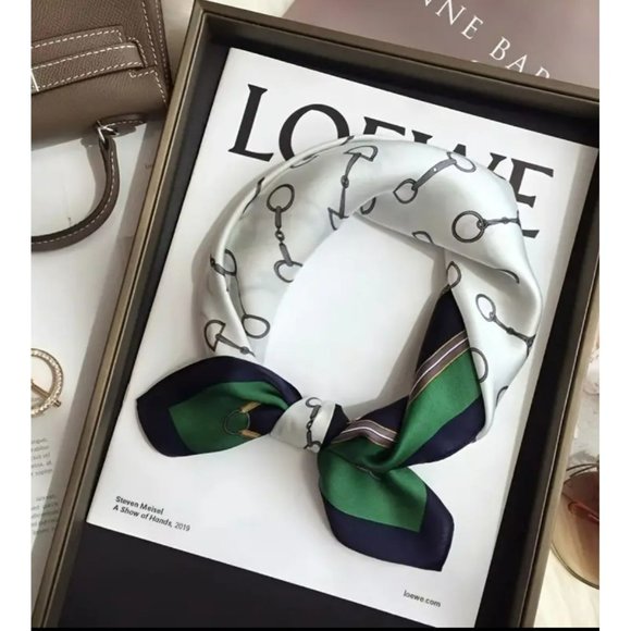 Green Buckle Printed Square Scarf Accessories - NWT - Green Buckle Printed Square Scarf (SKU 0149)